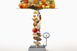 DALL·E 2023-01-26 15.45.35 - a scale with all sorts of food on it digital art